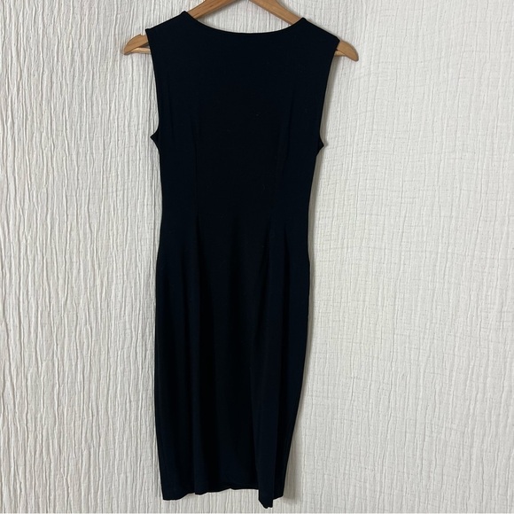 Ann Taylor Black Sleeveless Shift Bodycon Knot Front Dress Size XS Knee Length - Picture 3 of 8